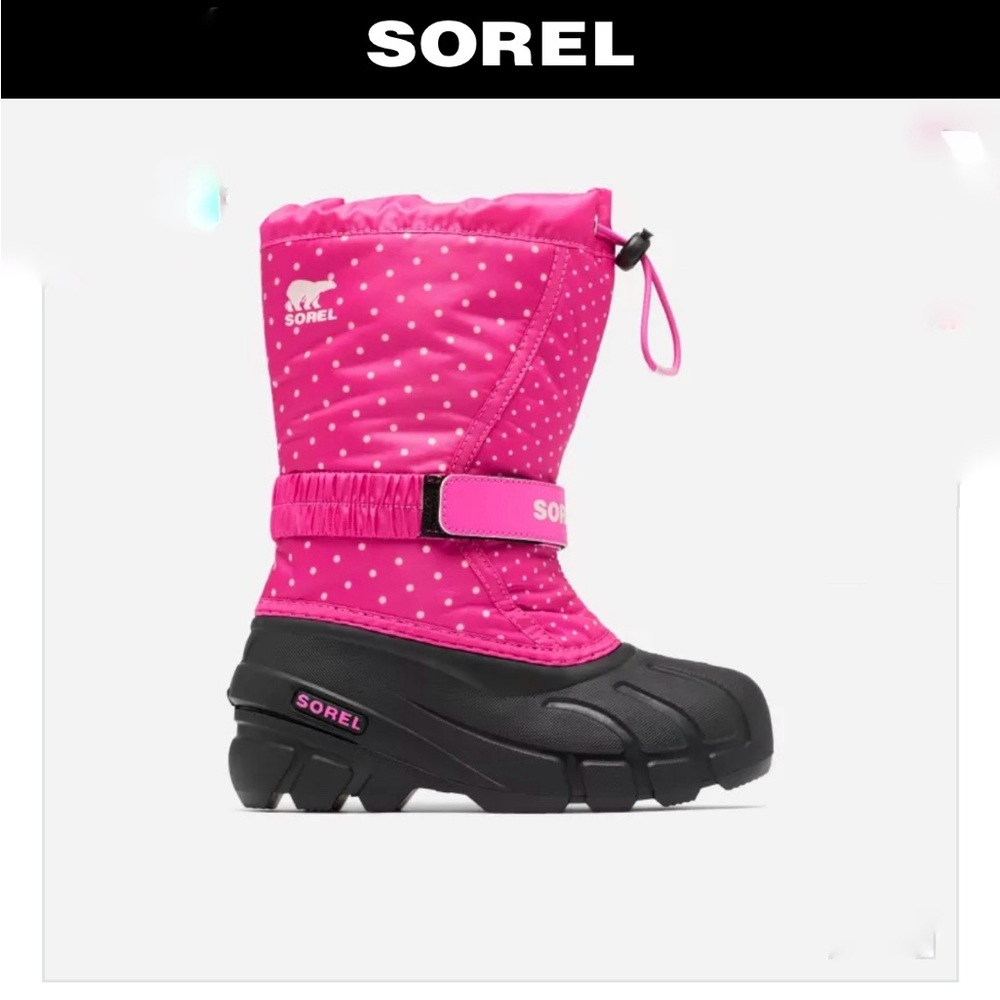Sorel Flunny Pink and Black Winter Snow‎ Boots big girl Sz 5